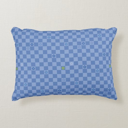 Flower Checkered Pattern No. 01 - Light Blue Dekokissen (Vorderseite)