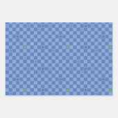 Flower Checkered Pattern No. 01 - Light Blue Geschenkpapier Set (Vorderseite 2)