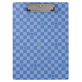 Flower Checkered Pattern No. 01 - Light Blue Klemmbrett