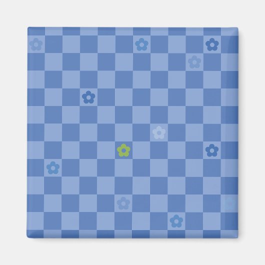 Flower Checkered Pattern No. 01 - Light Blue Magnet (Vorne)