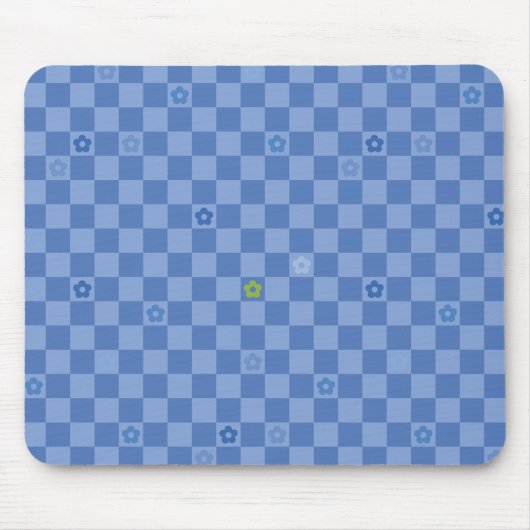 Flower Checkered Pattern No. 01 - Light Blue Mousepad (Vorne)