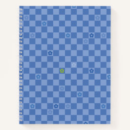 Flower Checkered Pattern No. 01 - Light Blue Notizblock