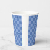 Flower Checkered Pattern No. 01 - Light Blue Pappbecher (Rechts)