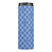 Flower Checkered Pattern No. 01 - Light Blue Thermosbecher (Rückseite)