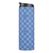Flower Checkered Pattern No. 01 - Light Blue Thermosbecher (Nach rechts gedreht)