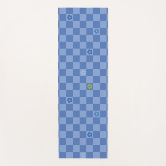 Flower Checkered Pattern No. 01 - Light Blue Yogamatte (Vorderseite)