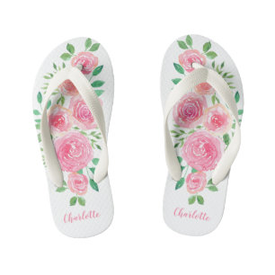 Flower Child Rosa Rosen Mädchenname Mädchen Kinderbadesandalen