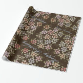 Flower Chocolate Brown Happy Birthday Geschenkwrap Geschenkpapier (Ungerollt)