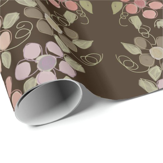 Flower Chocolate Brown Happy Birthday Geschenkwrap Geschenkpapier (Rolleneckpunkt)
