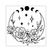Flower Crescent Moon mit Mondphasen Gummistempel (Prägung)