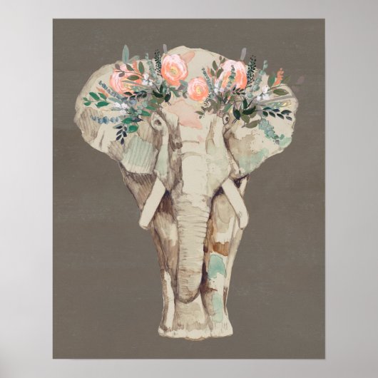 Flower Crown Elephant II Poster (Vorne)