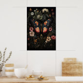 Flower Dark Butterfly, Moody Moth Wall Print Poster (Küche)