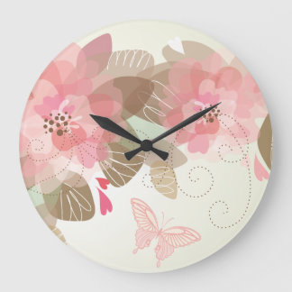 Flower Decor 15 Wall Clocks & Numeral Options Große Wanduhr