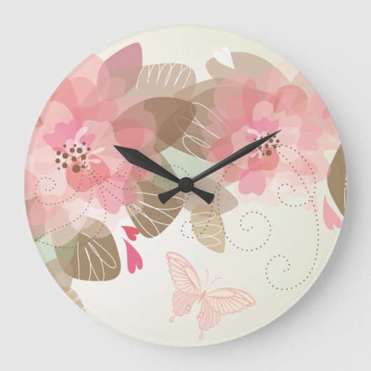 Flower Decor 15 Wall Clocks & Numeral Options Große Wanduhr (Vorderseite)