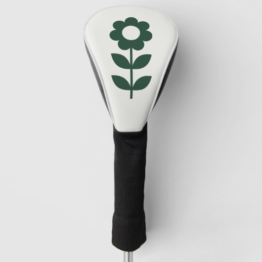 Flower Deep Forest Green Elfenbeinweiß Driver Golf Headcover (Vorderseite)