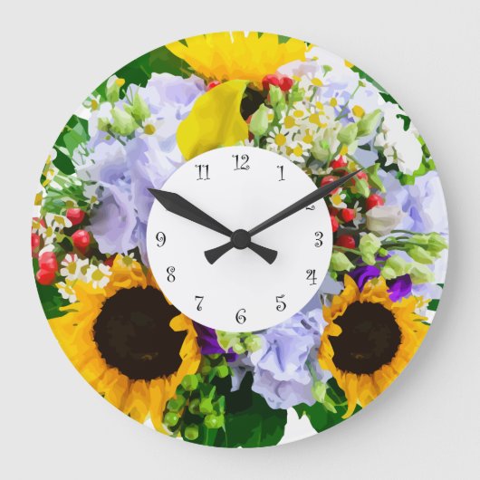 Flower Design Kitchen Clocks Große Wanduhr (Vorderseite)