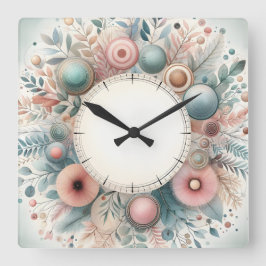 flower design quadratische wanduhr