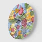Flower Doodle Acrylic Wall Clock Große Wanduhr (Winkel)