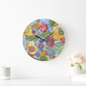Flower Doodle Acrylic Wall Clock Große Wanduhr (Zuhause)