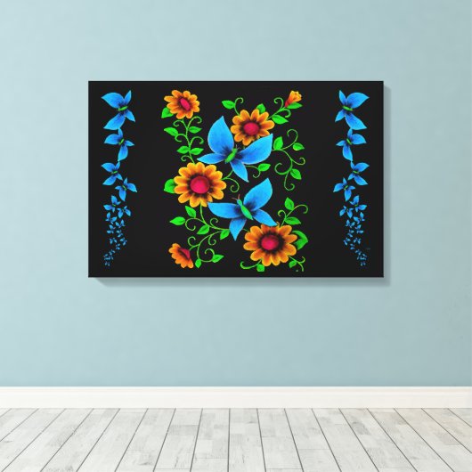 Flower Doodle Leinwanddruck (Insitu (Holzboden))