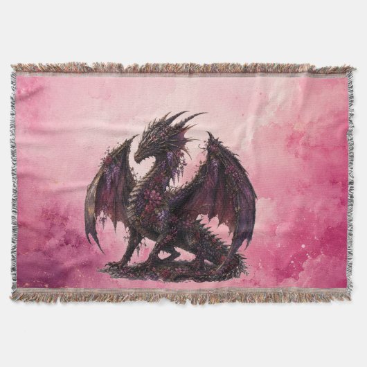 Flower-Drache | Botanischer Fantasy-Drache Decke (Vorderseite)
