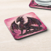 Flower-Drache | Botanischer Fantasy-Drache Getränkeuntersetzer (Linke Seite)
