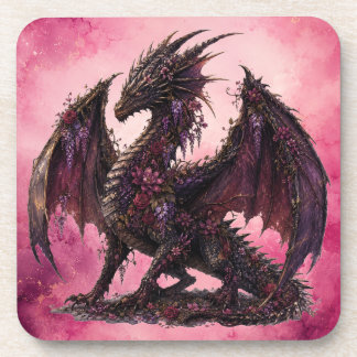 Flower-Drache | Botanischer Fantasy-Drache Getränkeuntersetzer
