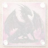 Flower-Drache | Botanischer Fantasy-Drache Glasuntersetzer (Rückseite)