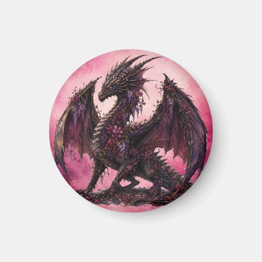 Flower-Drache | Botanischer Fantasy-Drache Magnet (Vorne)