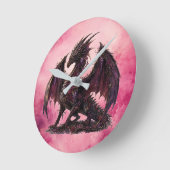 Flower-Drache | Botanischer Fantasy-Drache Runde Wanduhr (Winkel)