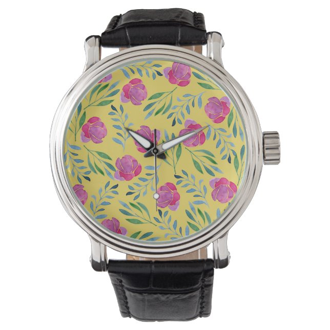 Flower Drawings Easy Armbanduhr (Vorderseite)