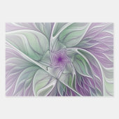Flower Dream, Abstract Purple Green Fractal Art Geschenkpapier Set (Vorderseite 3)