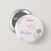 Flower Dreamy Soft Sweet 16 Birthday Button Pin (Vorne & Hinten)