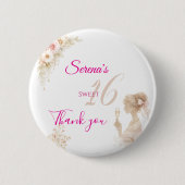 Flower Dreamy Soft Sweet 16 Birthday Button Pin (Vorderseite)