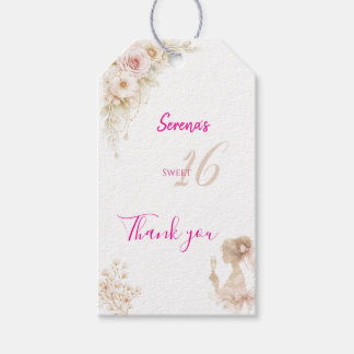Flower Dreamy Soft Sweet 16 Birthday Gift Tag Geschenkanhänger