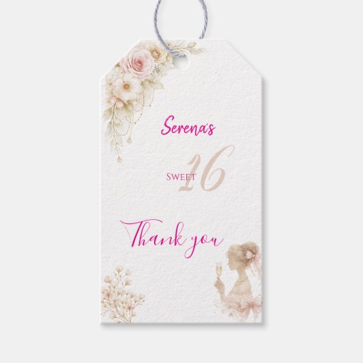 Flower Dreamy Soft Sweet 16 Birthday Gift Tag Geschenkanhänger (Vorderseite)