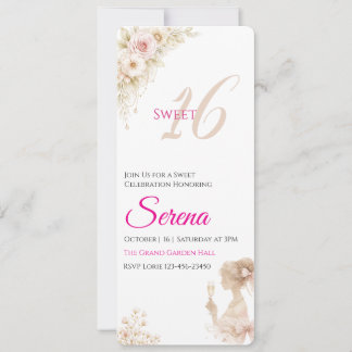 Flower Dreamy Soft Sweet 16 Birthday Note Card Einladung
