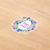 Flower Egg Shaped Wreath Happy Easter Acryleinladungen (Ablage )