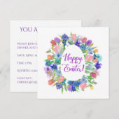 Flower Egg Shaped Wreath Happy Easter Einladung (Vorne/Hinten)