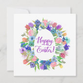 Flower Egg Shaped Wreath Happy Easter Einladung (Vorderseite)
