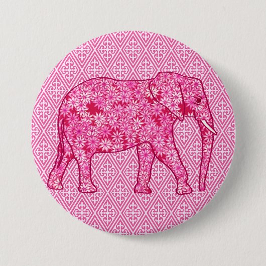 Flower elephant - fuchsia pink button (Vorderseite)