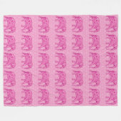 Flower elephant - fuchsia pink fleecedecke (Vorderseite (Horizontal))