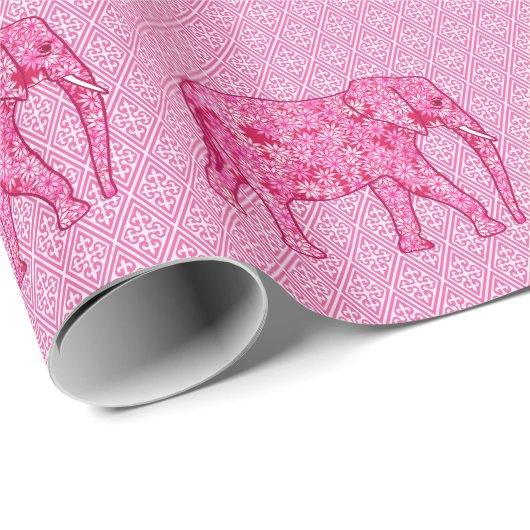 Flower elephant - fuchsia pink geschenkpapier (Rolleneckpunkt)