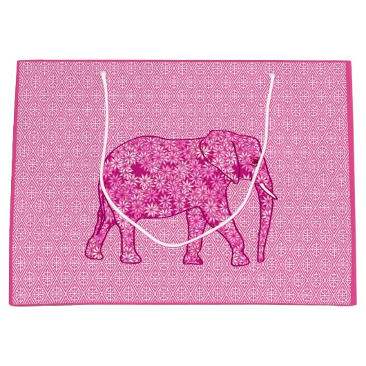 Flower elephant - fuchsia pink große geschenktüte (Vorderseite)