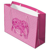 Flower elephant - fuchsia pink große geschenktüte (Rückseite Schrägansicht)