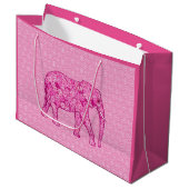 Flower elephant - fuchsia pink große geschenktüte (Vorderseite Schrägansicht)