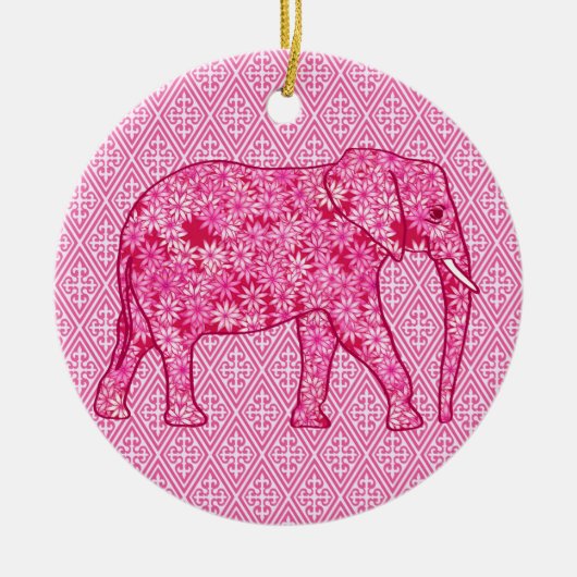 Flower elephant - fuchsia pink keramikornament (Vorne)