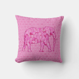 Flower elephant - fuchsia pink kissen