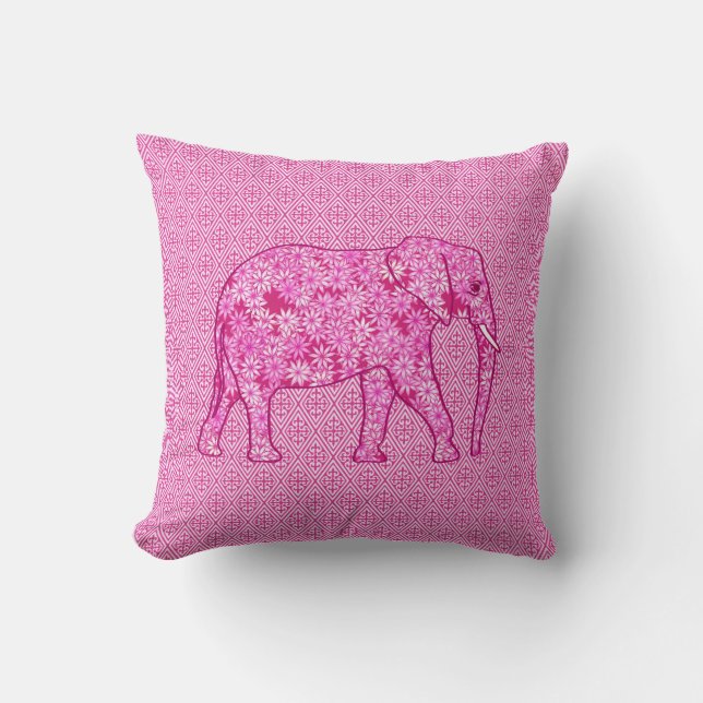 Flower elephant - fuchsia pink kissen (Vorderseite)