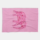 Flower elephant - fuchsia pink küchentuch (Horizontal)
